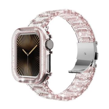 Apple Watch 49mm Chameleon PC Case & Epoxy Resin Band - Pink - 1