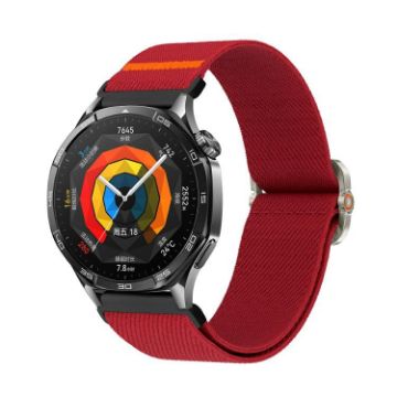 Universal 22mm Wine Red Nylon Watch Band - Mechanical Drip Elastic Strap - 1