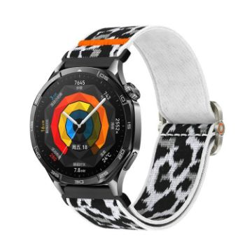 22mm Universal White Leopard Nylon Watch Band - Mechanical Drip Elastic - 1