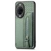 Huawei nova 14 Pro Green Carbon Fiber Flip Zipper Wallet Phone Case - 2