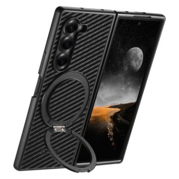 Samsung Galaxy Z Fold7 5G Carbon Fiber Leather MagSafe Case Black - 1