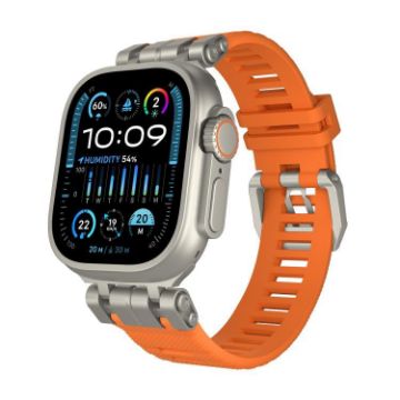 Apple Watch Band 46/49/45/44mm Twill Texture TPU Titanium Orange - 1