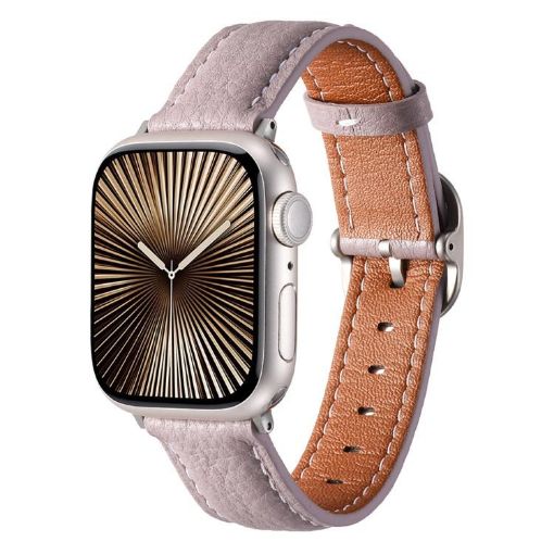 Genuine Leather Watch Band for Apple Watch 46/49/45/44mm - Misty Purple - 1