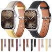 Genuine Leather Watch Band for Apple Watch 46/49/45/44mm - Misty Blue Burgundy - 4