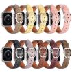 Apple Watch Band 42/41/40/38mm Square Buckle Litchi Leather White Yellow - 5