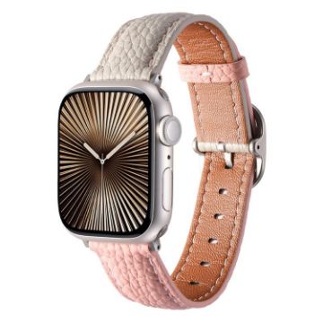 Genuine Leather Watch Band for Apple Watch 42mm/41mm/40mm/38mm - Trench Gray Pink - 1