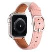 Apple Watch Band 42/41/40/38mm Square Buckle Litchi Leather White Pink - 3