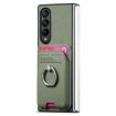 Samsung Galaxy Z Fold3 5G Green Twill Fabric Card Bag Ring Case - 2