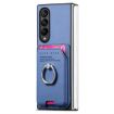 Samsung Galaxy Z Fold3 5G Blue Twill Fabric Card Bag Ring Case - 2