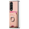 Samsung Galaxy Z Fold4 5G Pink Twill Fabric Card Bag Ring Case - 2