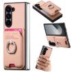 Samsung Galaxy Z Fold6 5G Pink Twill Fabric Card Bag Ring Case - 1