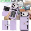 iPhone 17 Pro Max Purple Leather Case with MagSafe Ring & Card Bag - 4