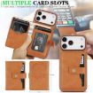 iPhone 17 Pro Kalebol Magnetic Card Bag MagSafe Leather Case Brown - 4