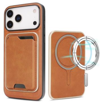 iPhone 17 Pro Max Kalebol Slim MagSafe Leather Case with Card Bag (Brown) - 1