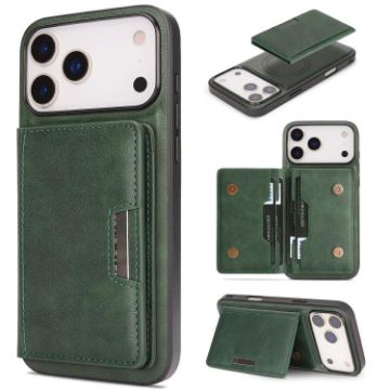 iPhone 17 Pro Kalebol MagSafe Leather Card Bag Case - Green - 1