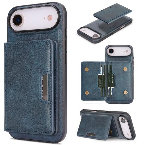 iPhone 17 Air Kalebol MagSafe Leather Card Bag Case - Blue - 1