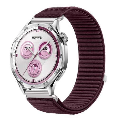 20mm Plum Woven Nylon Hook & Loop Fastener Watch Band - 1