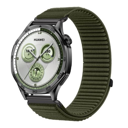 22mm Spruce Green Woven Nylon Hook & Loop Fastener Watch Band - 1