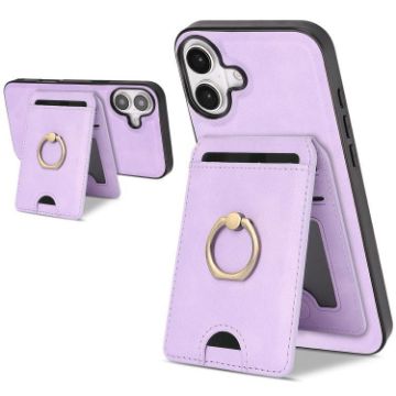 iPhone 17 Kalebol MagSafe Card Holder Leather Case - Purple - 1