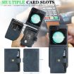 Samsung Galaxy Z Flip6 Blue Leather Case with MagSafe Ring & Card Bag - 6