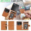 Samsung Galaxy Z Flip7 Leather Case with MagSafe Ring & Card Bag - Brown - 6