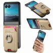 Moto Razr 40 Ultra Khaki Twill Fabric Card Bag Ring Magnetic Case - 1
