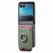 Moto Razr 40 Ultra Green Twill Fabric Card Bag Ring Magnetic Case - 2