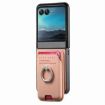 Moto Razr 40 Ultra Pink Twill Fabric Card Bag Ring Magnetic Case - 2