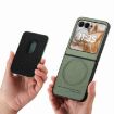 Moto Razr 50/60 Green Twill Fabric Card Bag Ring Magnetic Phone Case - 3