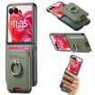 Moto Razr 50 Ultra Green Twill Fabric Card Bag Ring Magnetic Case - 1