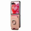 Moto Razr 50 Ultra Pink Twill Fabric Card Bag Ring Magnetic Case - 2