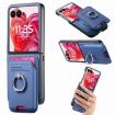 Moto Razr 50 Ultra Blue Twill Fabric Card Bag Ring Magnetic Case - 1