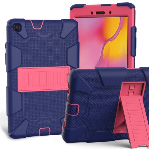Galaxy Tab A8.0 2019 T290 Shockproof Silicone Case with Holder - Blue/Pink - 1