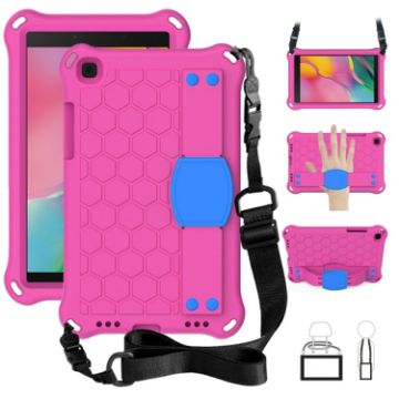 Galaxy Tab A8.0 T290/T295 2019 Protective Shell with Straps - Rose+Blue - 1