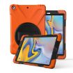 Galaxy Tab A 8.0 T387 Case, 360 Rotation, PC + Silicone, Holder, Strap, Orange - 1