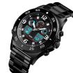 SKMEI 1538 Men's Sports Watch, Large Dial, Black Steel Belt - 2