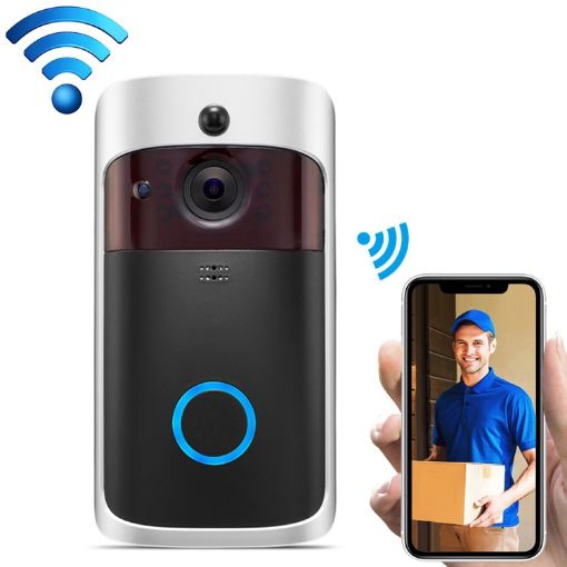 V5 Smart Video Doorbell: Night Vision, WiFi, Wireless, Black - 1