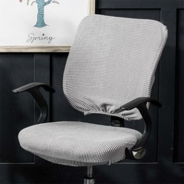 Universal Stretch Office Chair Cover Set, Silver Grey - Back & Cushion Cover - 1