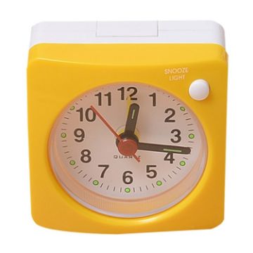 Yellow Bedside Mute Alarm Clock with Light & Snooze Function - 1