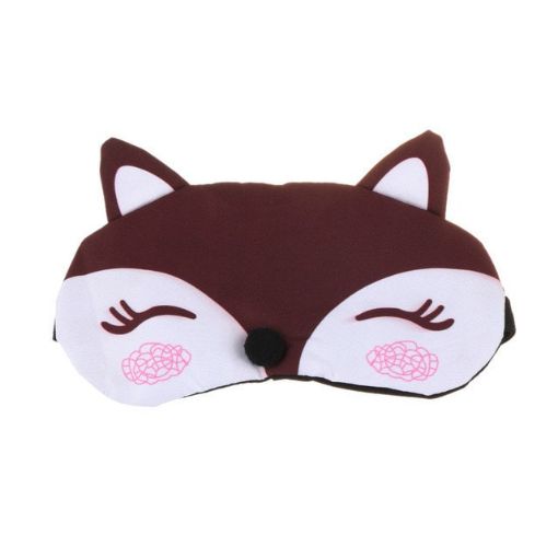 Cute Fox 3D Sleep Mask - Travel Sleeping Cover Ice Mask (Coffee) - 1