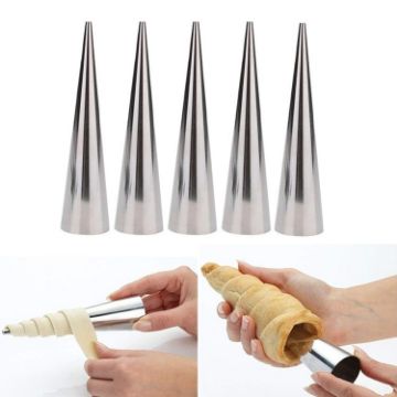 Large Stainless Steel Cone Roll Moulds for Croissants and Pastry (5 PCS) - 1