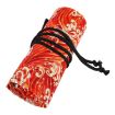 Golden Red Sea Wave Canvas Pencil Case - Large Capacity, 72 Holes - 2