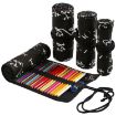 Cute Calligraphy Canvas Roll Pencil Case - 12 Holes Student Pen Bag - 5