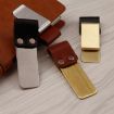 Gold-Brown Metal Leather Pen Holder with Stainless Steel Pencil Clip - 4