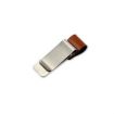 Silver-Brown Metal Leather Pen Holder - Stainless Steel Pencil Clip - 2