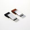 Silver-Brown Metal Leather Pen Holder - Stainless Steel Pencil Clip - 6
