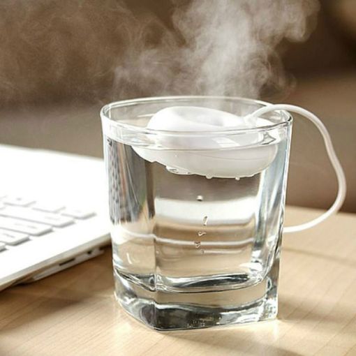 Mini USB Air Humidifier Aroma Diffuser Purifier - Donut Shape, White - 1