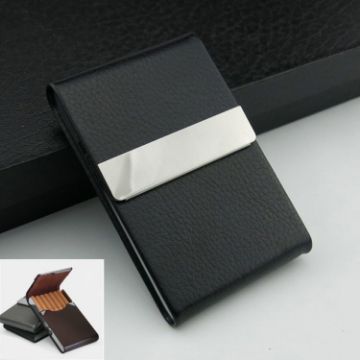 Black PU Cigarette Pack Business Card Holder - Unisex Thin Case - 1