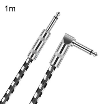 1m Guitar Cable 6.35mm TS Oxygen-Free Copper Core with Elbow & Straight Head - 1