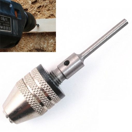 Hex Shank Mini Drill Chuck 3mm Round Jaw Power Tool Conversion 0.3-3.4mm - 1